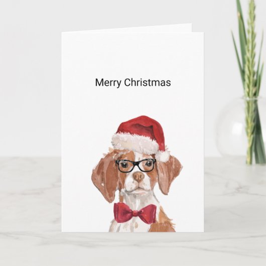 Carte de Noël Brittany Dog Père Noël (Devant)