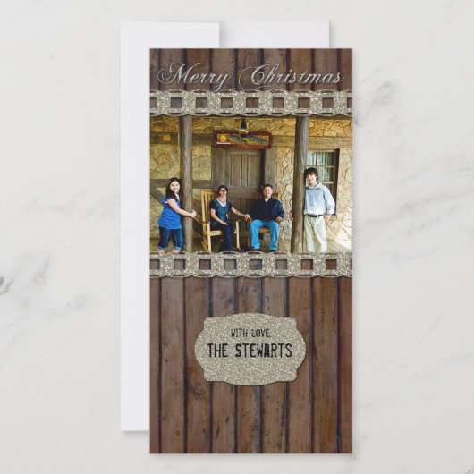Carte de Noël Brown Wood Silver Country (Devant)
