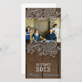 Carte de Noël Brown Wood Silver Country (Devant / Derrière)