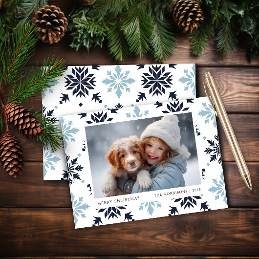 Carte de Noël Budget Light Blue Snowflacon