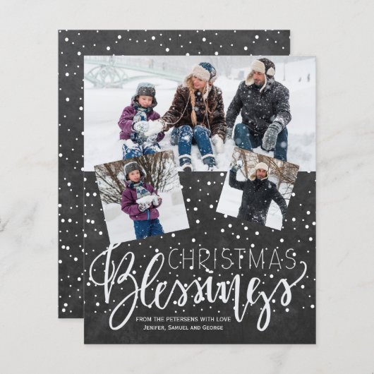 Carte de Noël budgétaire avec un tableau noir phot (Devant / Derrière)