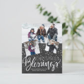 Carte de Noël budgétaire avec un tableau noir phot (Debout devant)