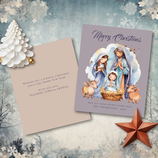 Carte de Noël budgétaire mignonne de la Nativité