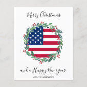 Carte de Noël budgétaire patriotique drapeau améri (Devant)