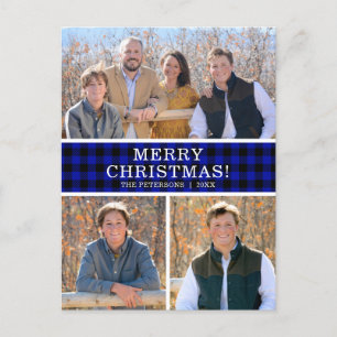 Carte de Noël Buffalo Bleu Vérification 3 Photos