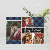 Carte de Noël Buffalo Plaid Photo Collage (Debout devant)