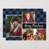 Carte de Noël Buffalo Plaid Photo Collage (Devant / Derrière)