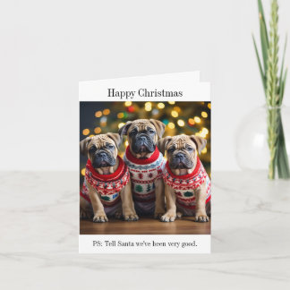 Carte de Noël Bull Mastiff Puppies