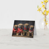 Carte de Noël Bull Mastiff Puppies (Fleur jaune)