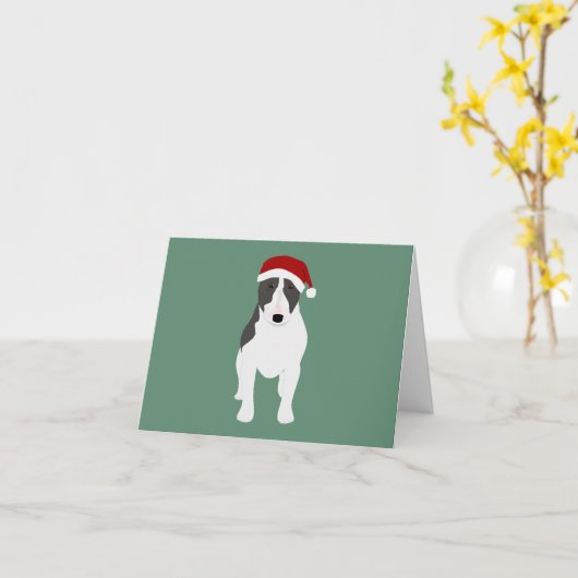 Carte de Noël Bull Terrier (Fleur jaune)