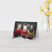 Carte de Noël Bull Terriers (Fleur jaune)