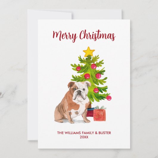 Carte de Noël Bulldog (Devant)