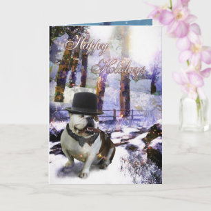 Carte de Noël Bulldog "JOYEUX NOËL"
