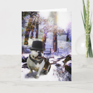 Carte de Noël Bulldog "JOYEUX NOËL"