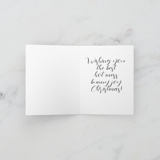 Carte de Noël, Bunny de Noël Joy Hot Mess Card (Intérieur)