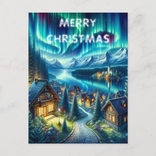 Carte de Noël Cabane au milieu des bois enchantés (Devant)