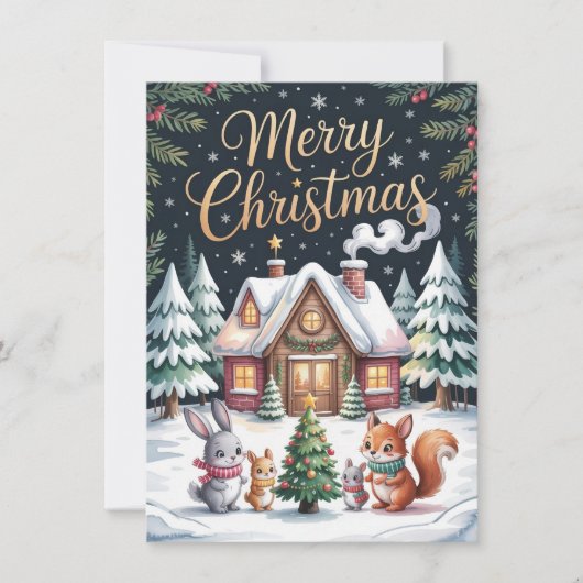 Carte de Noël Cabane de Bois (Devant)