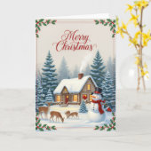 Carte de Noël Cabane d'Hiver Sérénité (Fleur jaune)
