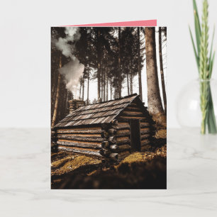 CARTE DE NOËL CABANE EN BOIS HORS RÉSEAU