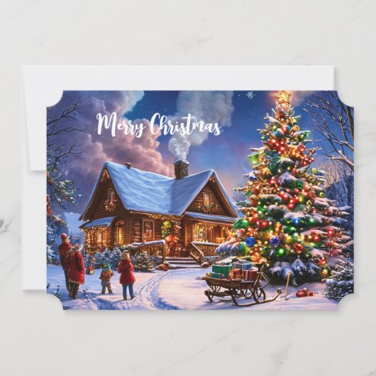 Carte de Noël Cabane enneigée cosy (Devant)