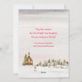 Carte de Noël Cabane Rose Aquarelle (Dos)