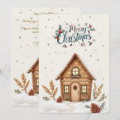 Carte de Noël Cabine confortable | Vacances rustiq (Devant / Derrière)