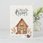 Carte de Noël Cabine confortable | Vacances rustiq (Debout devant)
