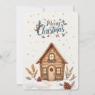 Carte de Noël Cabine confortable Vacances rustiq