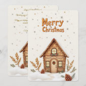 Carte de Noël Cabine confortable | Vacances rustiq (Devant / Derrière)