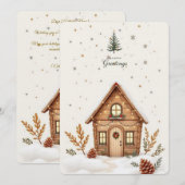 Carte de Noël Cabine confortable | Vacances rustiq (Devant / Derrière)