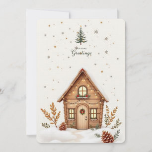 Carte de Noël Cabine confortable Vacances rustiq