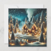 Carte de Noël Cabine hiver confortable (Devant)