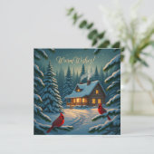 Carte de Noël Cabine hiver confortable (Debout devant)