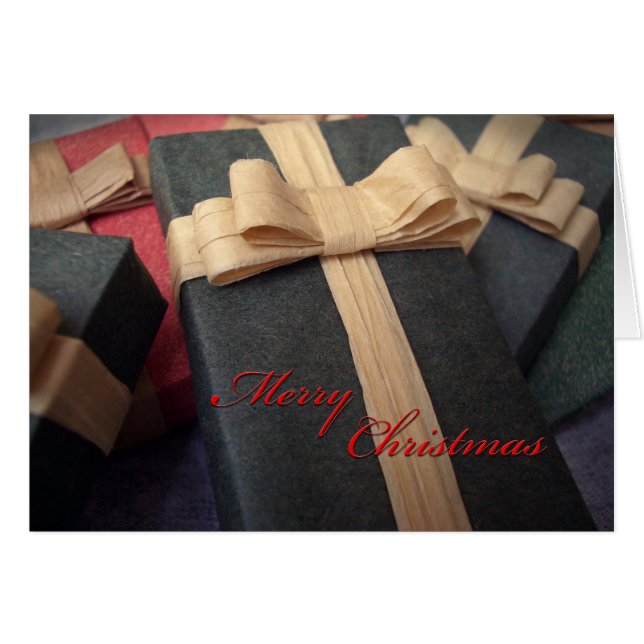 Carte de Noël cadeau vert (Devant horizontal)
