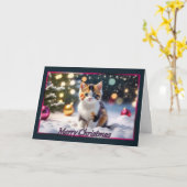 Carte de Noël Calico Kitten (Fleur jaune)