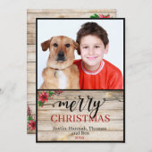 Carte de Noël calligraphiée Rustic One Photo Joyeu (Devant / Derrière)