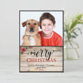 Carte de Noël calligraphiée Rustic One Photo Joyeu (Debout devant)