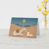 Carte de Noël Camel et corgi (Fleur jaune)