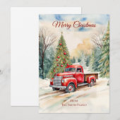 Carte de Noël Camion Rouge (Devant / Derrière)