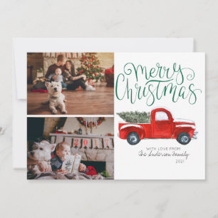 Carte de Noël - Camion Rouge Vintage