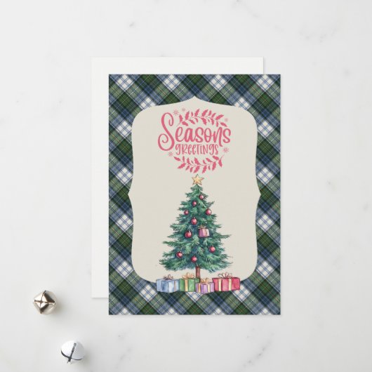 Carte de Noël Campbell Dress Ancient Tartan écossa (Devant/Arrière en situation)