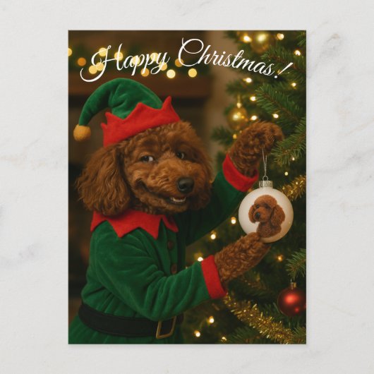 Carte de Noël caniche (Devant)