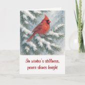 Carte de Noël Cardinal dans un Sapin (Devant)
