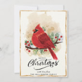Carte de Noël cardinale aquarelle personnalisée (Devant)