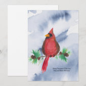 Carte de Noël cardinale rouge Aquarelle (Devant / Derrière)