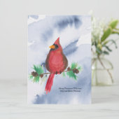 Carte de Noël cardinale rouge Aquarelle (Debout devant)