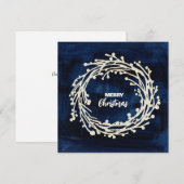 Carte de Noël carré Marine Blue Wreath (Devant / Derrière)