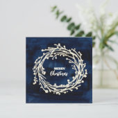 Carte de Noël carré Marine Blue Wreath (Debout devant)