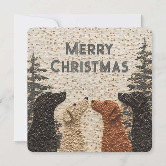 Carte de Noël Carrée Chiens Labrador Mignons (Devant)