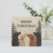 Carte de Noël Carrée Chiens Labrador Mignons (Debout devant)